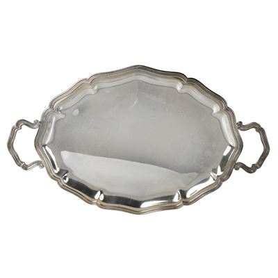 Vassoio in Argento 800 sagomato con manici