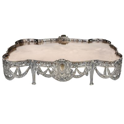 Surtout de table in argento 800 con specchio, XVIII-XIX secolo