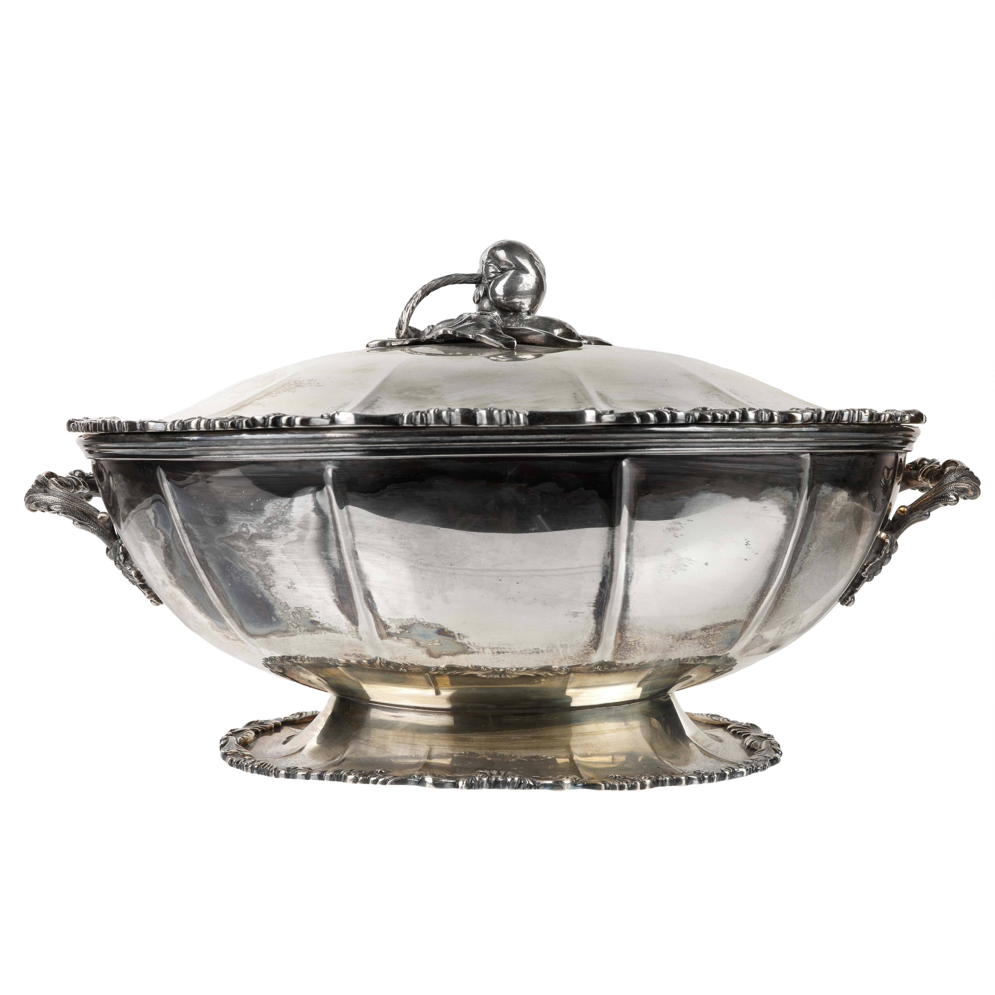 Zuppiera in Argento 800, cm 21,5 x 37 x 24,5