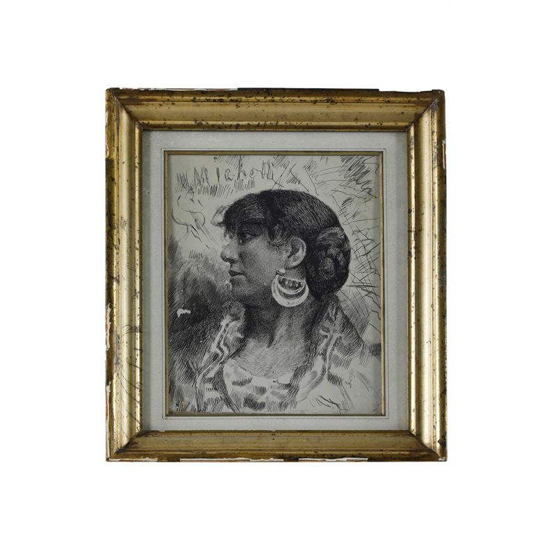 Francesco Paolo Michetti - Giovane donna in costume abruzzese, tecnica mista su carta