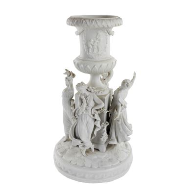 Vaso in biscuit, XIX secolo, con figure danzanti
