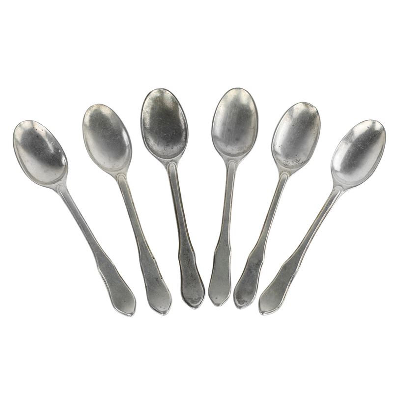Set di sei cucchiaini in argento 800