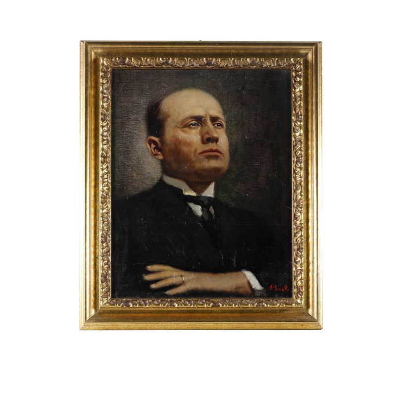 Autore sconosciuto, Ritratto di Benito Mussolini, olio su tela