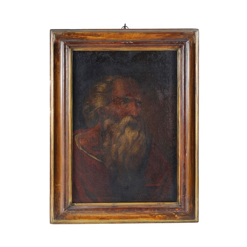 Autore ignoto, Volto di vecchio con barba, olio su tela su tavola, Centro Italia, XVII secolo