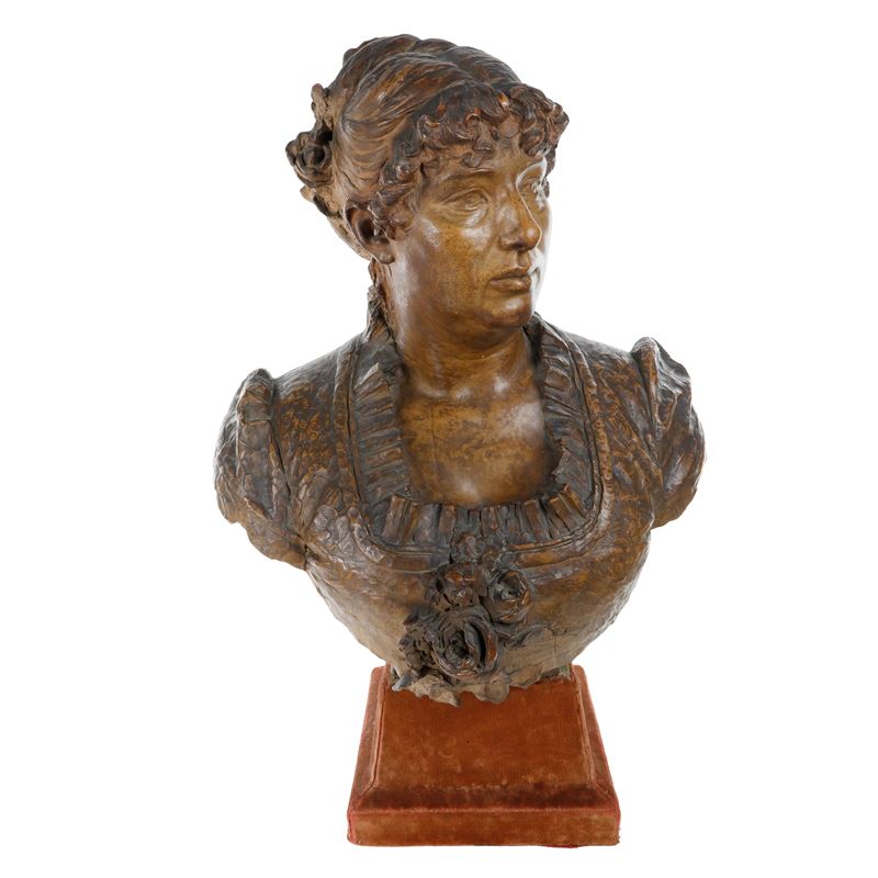Mezzobusto di popolana in terracotta