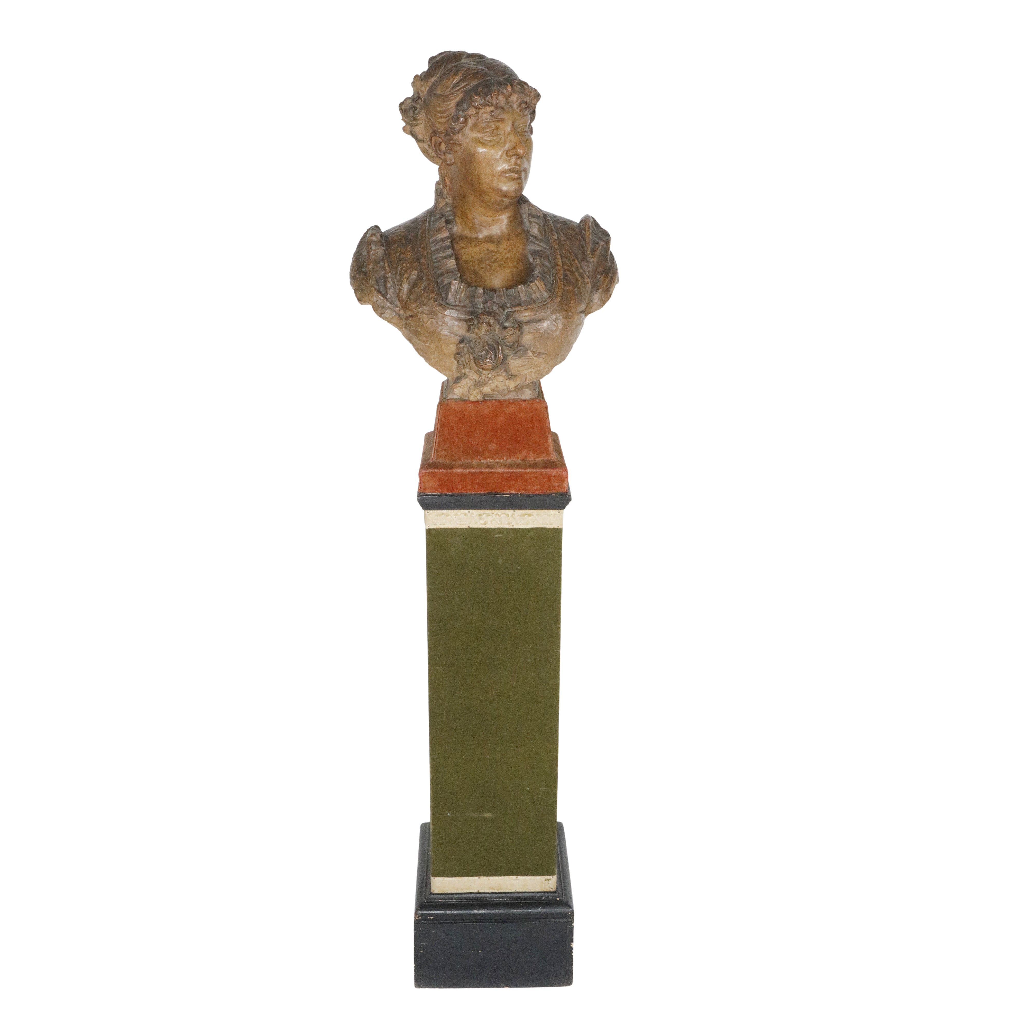 Mezzobusto di popolana in terracotta