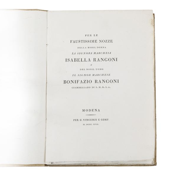 Pubblicazione per le Nozze Rangoni-Rangoni (Modena, 1817)