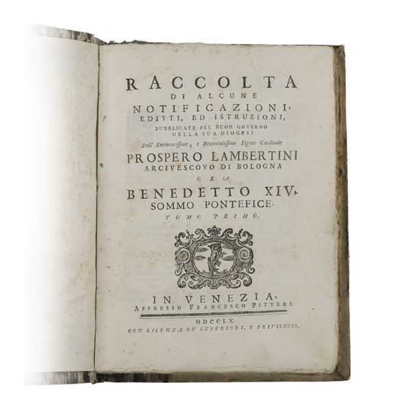 Benedetto XIV (Prospero Lambertini) - Raccolta di Notificazioni (1760) Tomo I e II