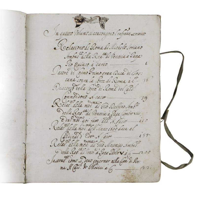 Relazioni della Corte di Roma - Manoscritto Miscellaneo