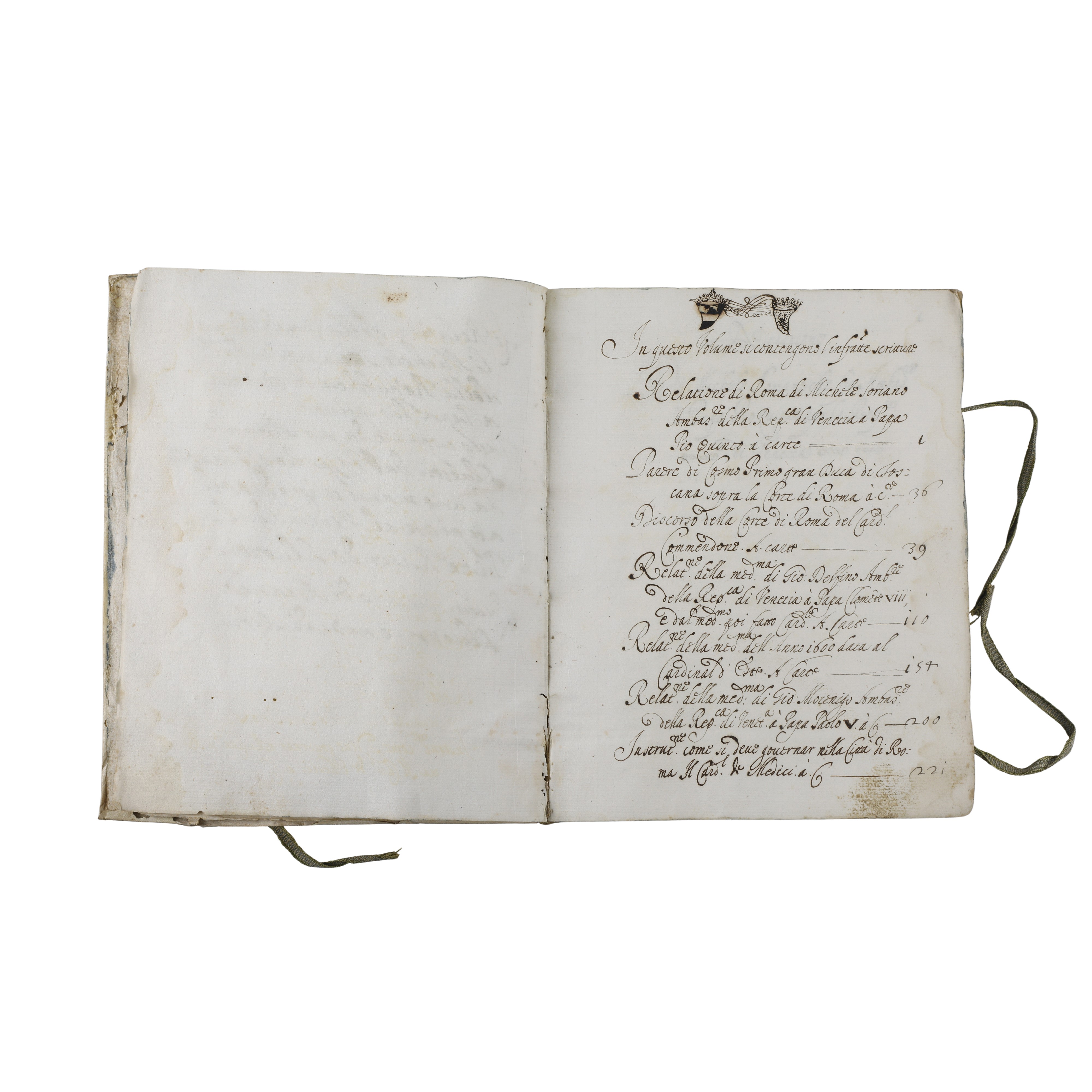 Relazioni della Corte di Roma - Manoscritto Miscellaneo