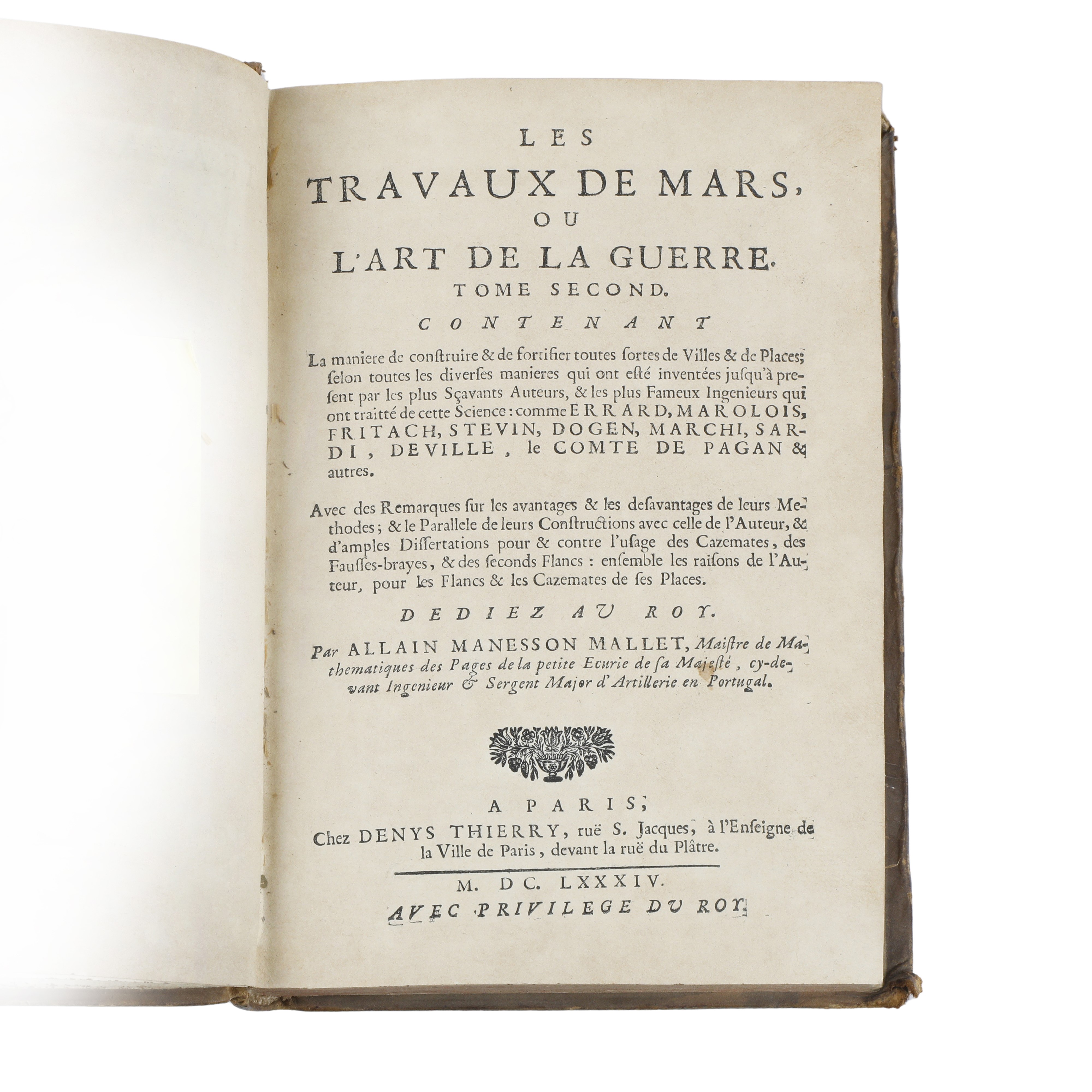 Le Travaux de Mars ou L’Art de la Guerre divisè in Trois Parties trois tome, par Allain Manesson ...