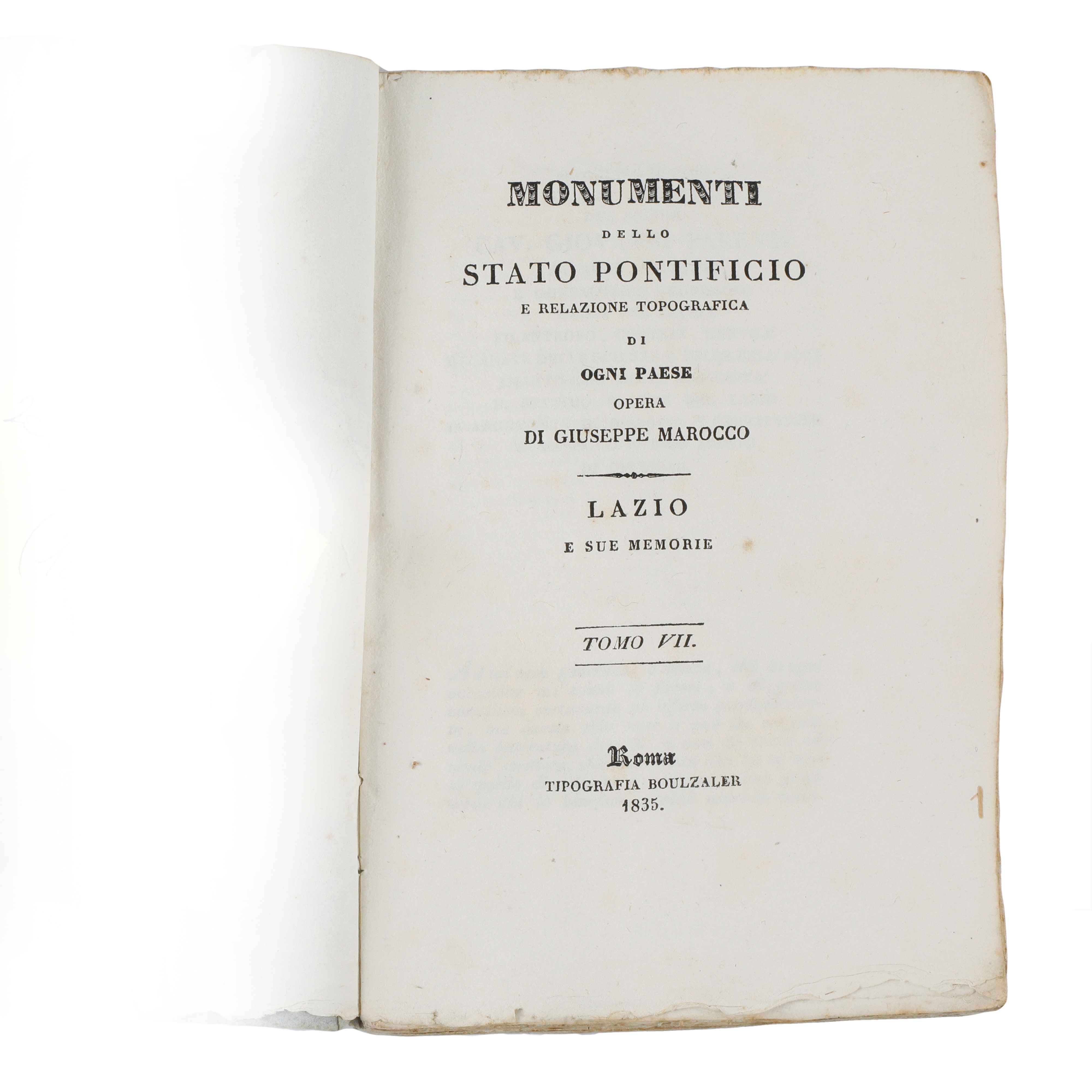 Monumenti dello Stato Pontificio e Relazione Topografica – G. Marocco, 14 volumi