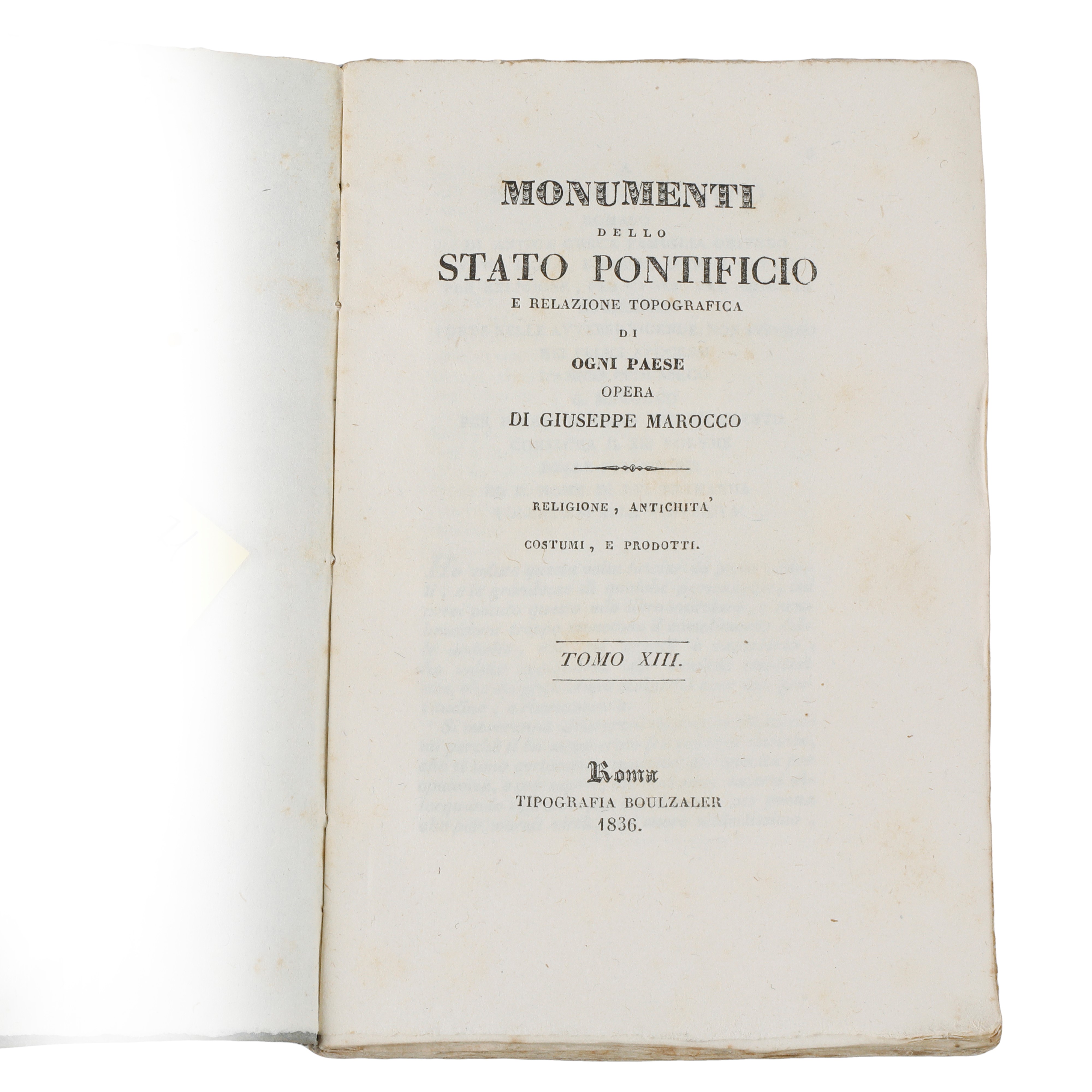 Monumenti dello Stato Pontificio e Relazione Topografica – G. Marocco, 14 volumi