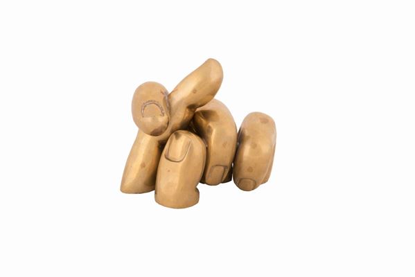 Pietrina Ceccacci - Coppia di sculture in bronzo dorato "Fingers"