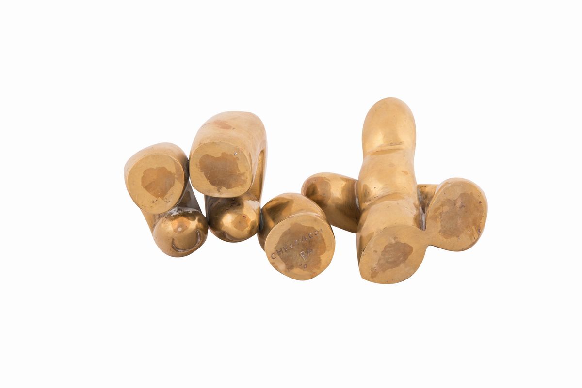 Pietrina Ceccacci - Coppia di Sculture in Bronzo Dorato "fingers"