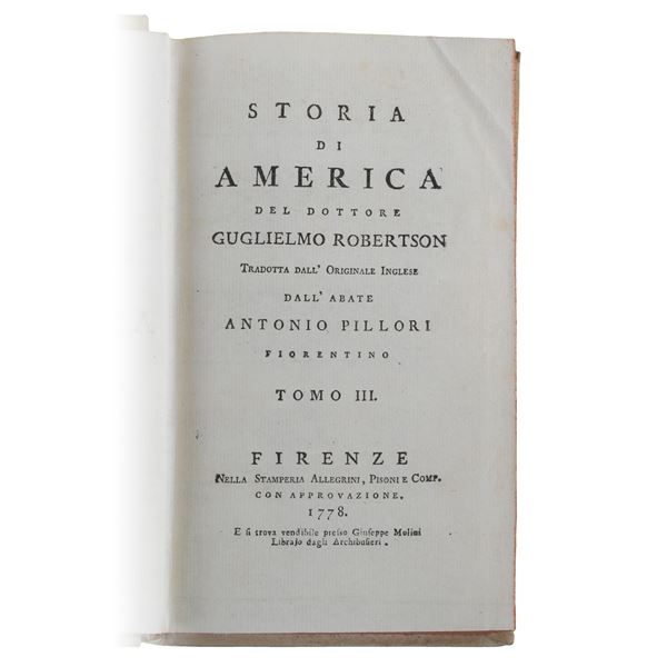 ROBERTSON, Guglielmo (William). Storia di America.