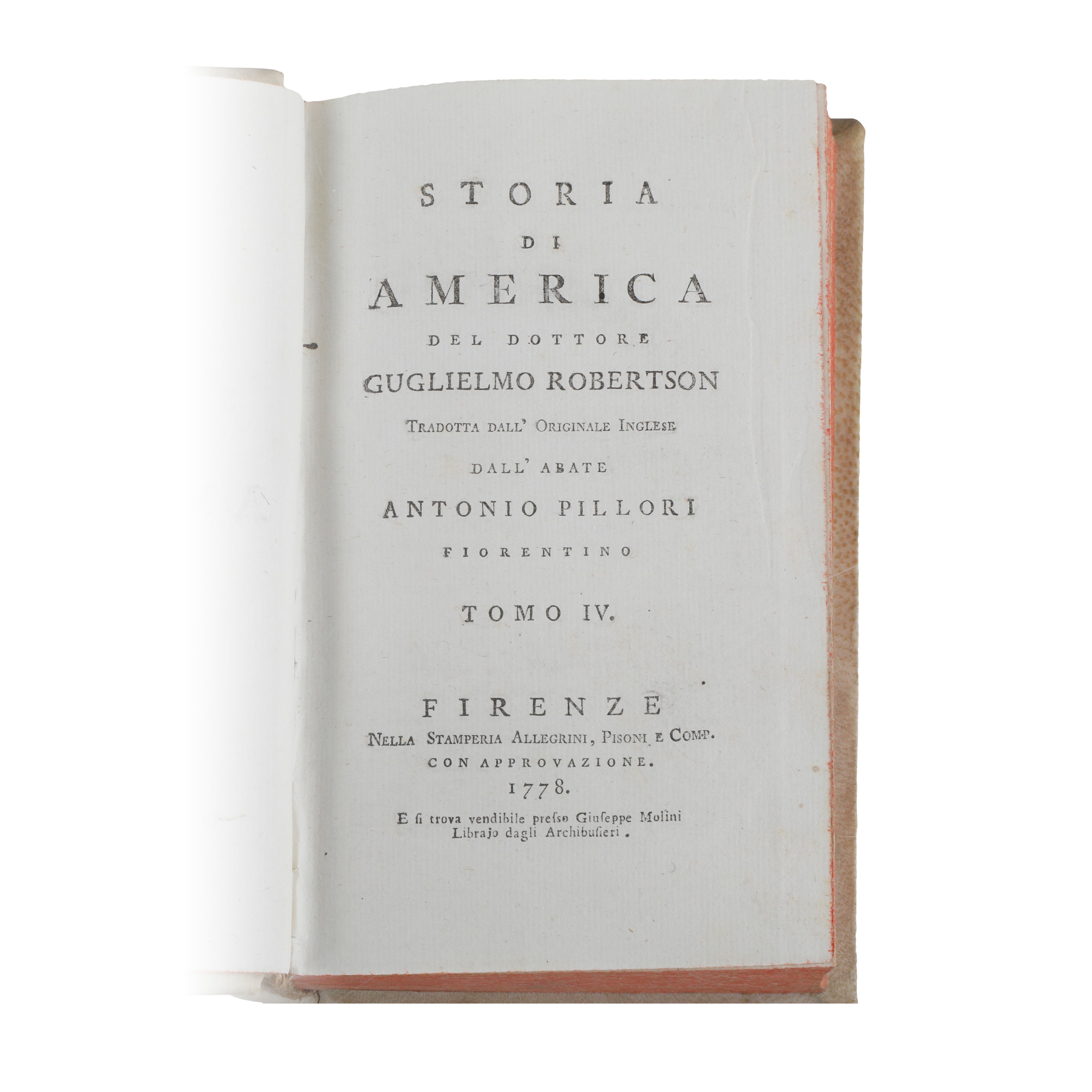 ROBERTSON, Guglielmo (William). Storia di America.