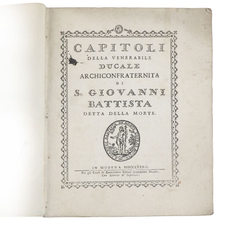 Capitoli della Venerabile Ducale Archiconfraternita di S. Giovanni Battista