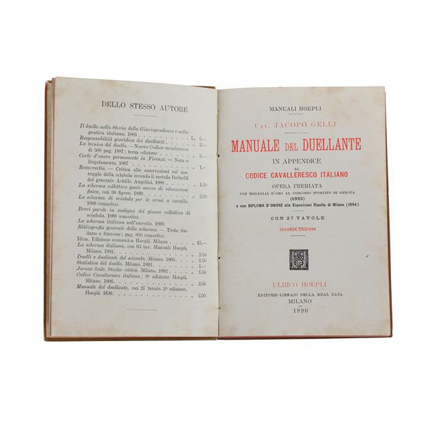 GELLI, Jacopo. Codice Cavalleresco Italiano & Manuale del Duellante.