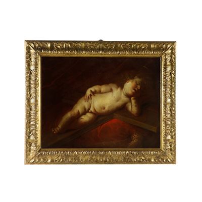 Pittore Genovese, Sonno di Gesù bambino, olio su tela