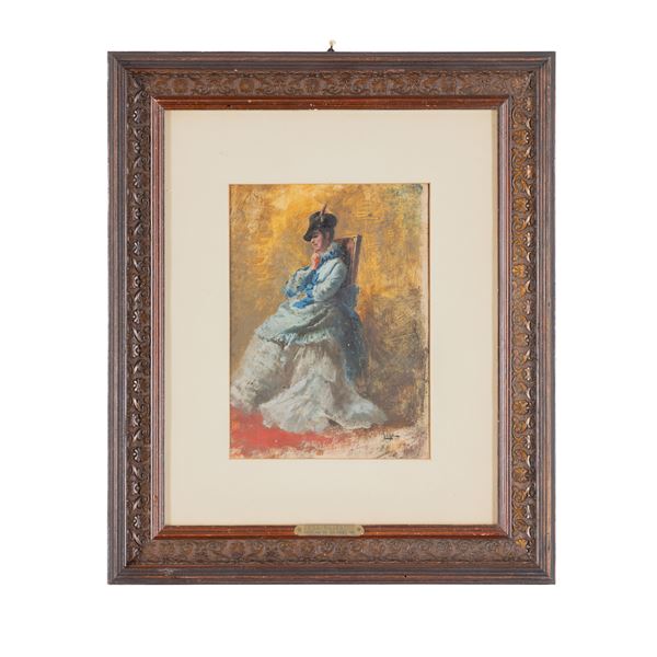 Silvestro Lega - Ragazza seduta con cappello