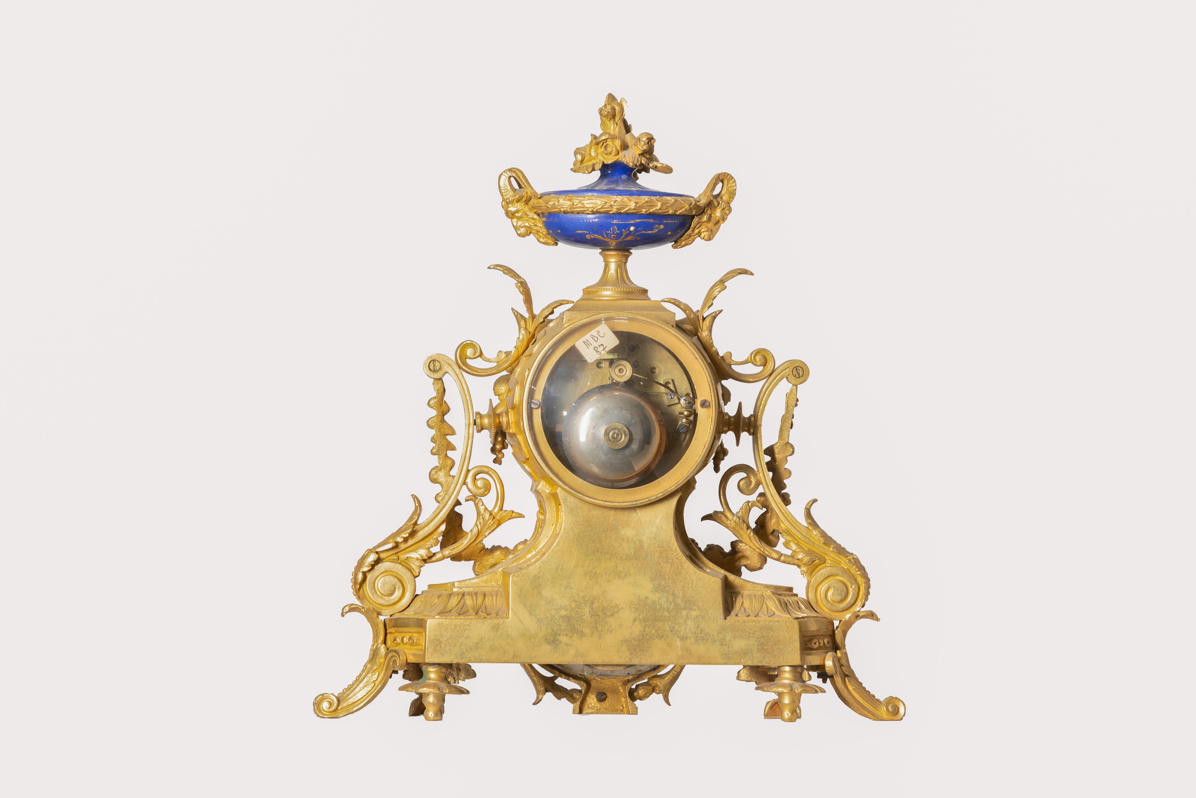 Trittico da Camino in Bronzo Dorato e Smalto Blu, XIX secolo