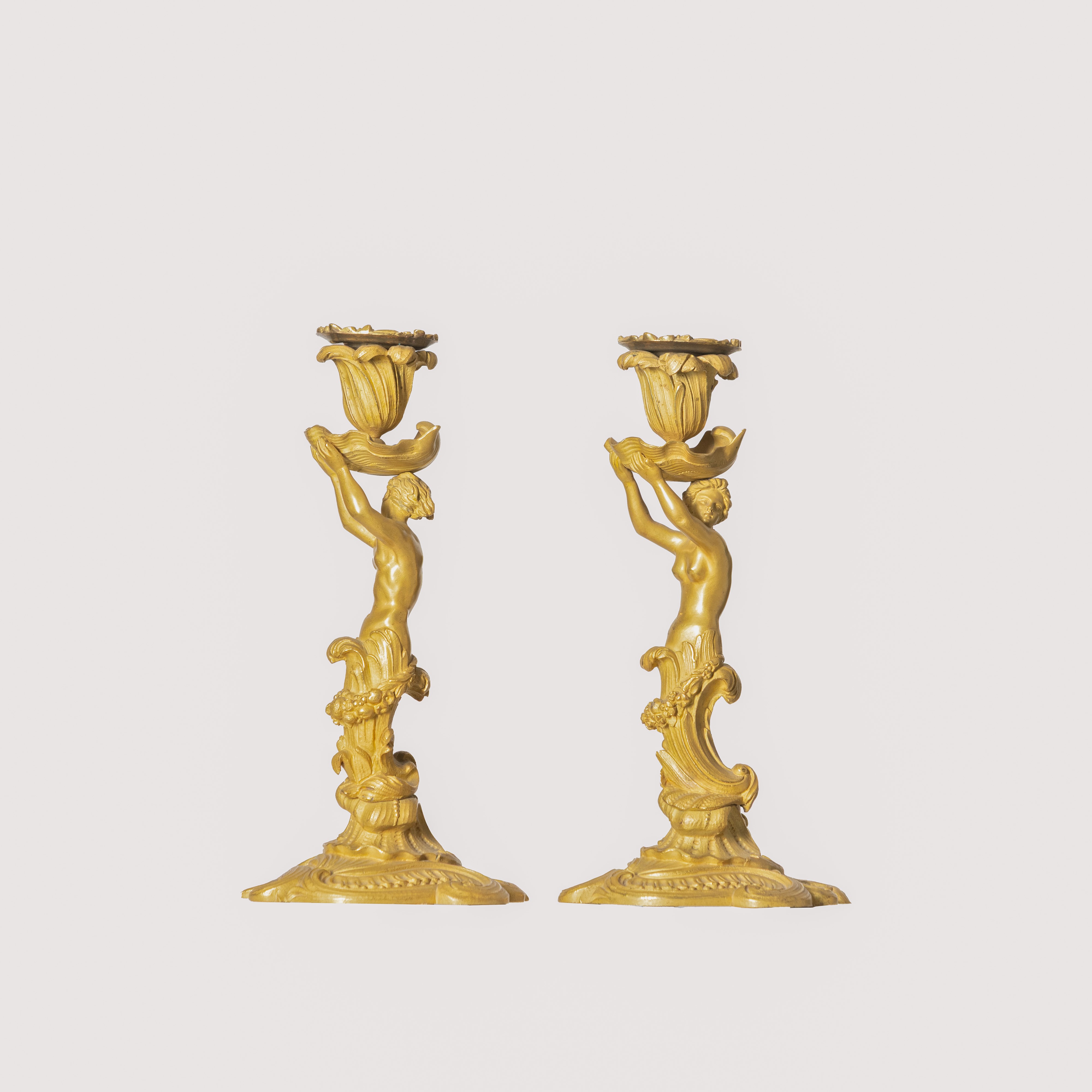 Trittico da Camino in Bronzo Dorato e Smalto Blu, XIX secolo