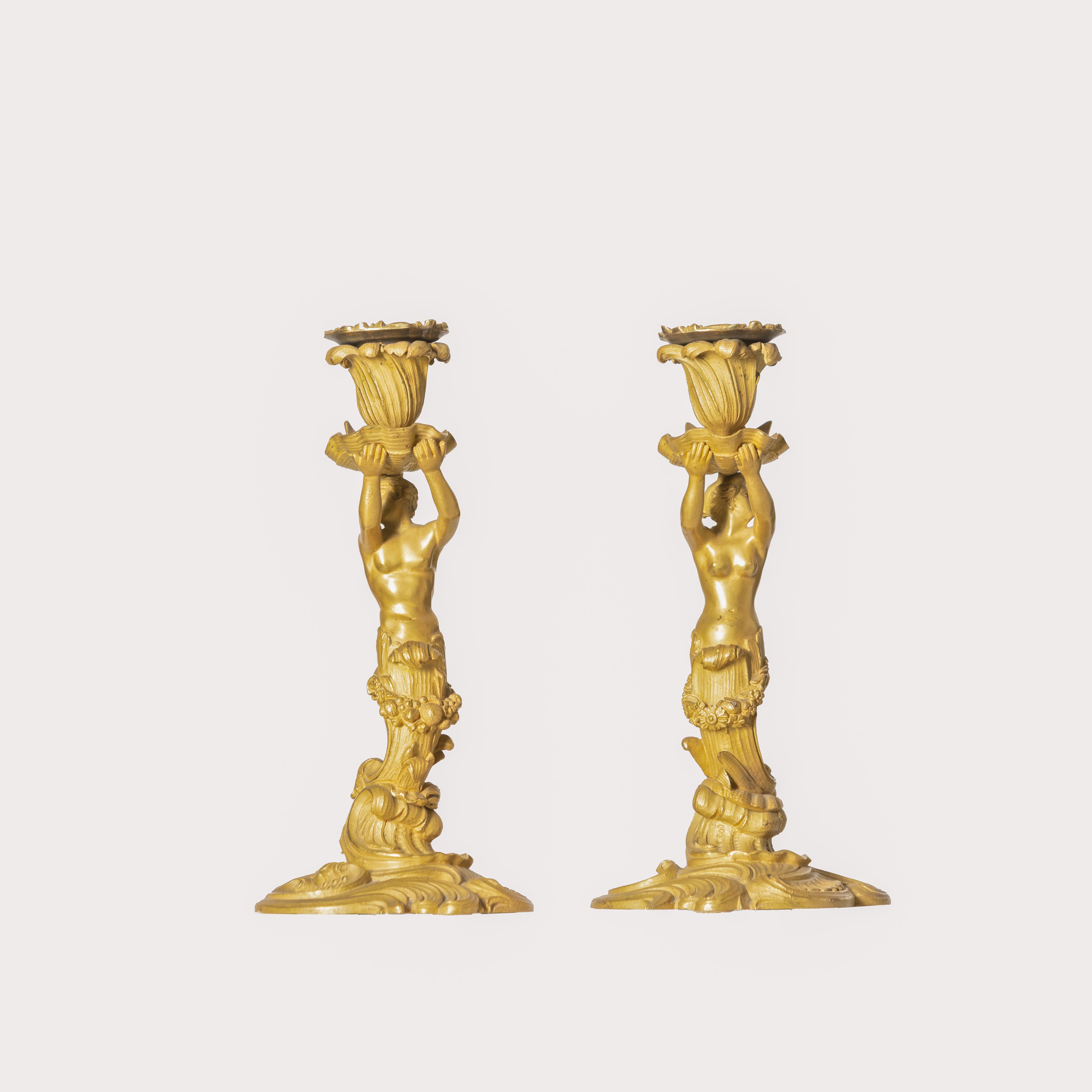 Trittico da Camino in Bronzo Dorato e Smalto Blu, XIX secolo