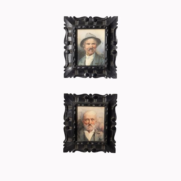 Coppia di ritratti di personaggi maschili