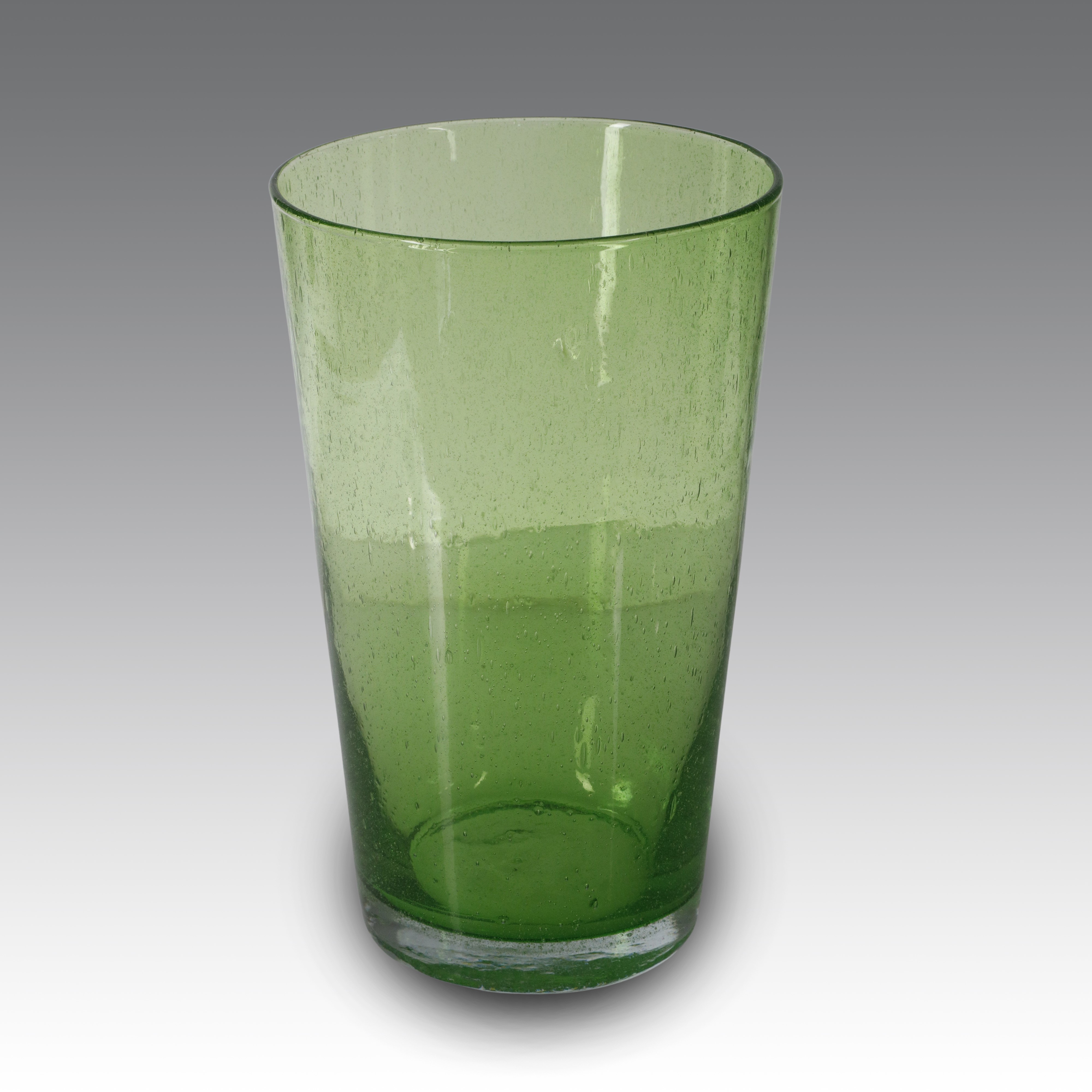 Vaso in vetro verde a micro bollicine (produzione Barovier, Italia), 1960 ca.