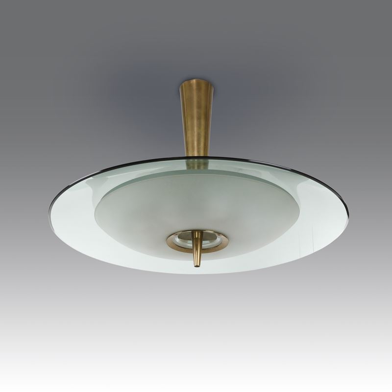 Max Ingrand - Lampada a sospensione modello “1462” (Fontana Arte), cristallo e ottone