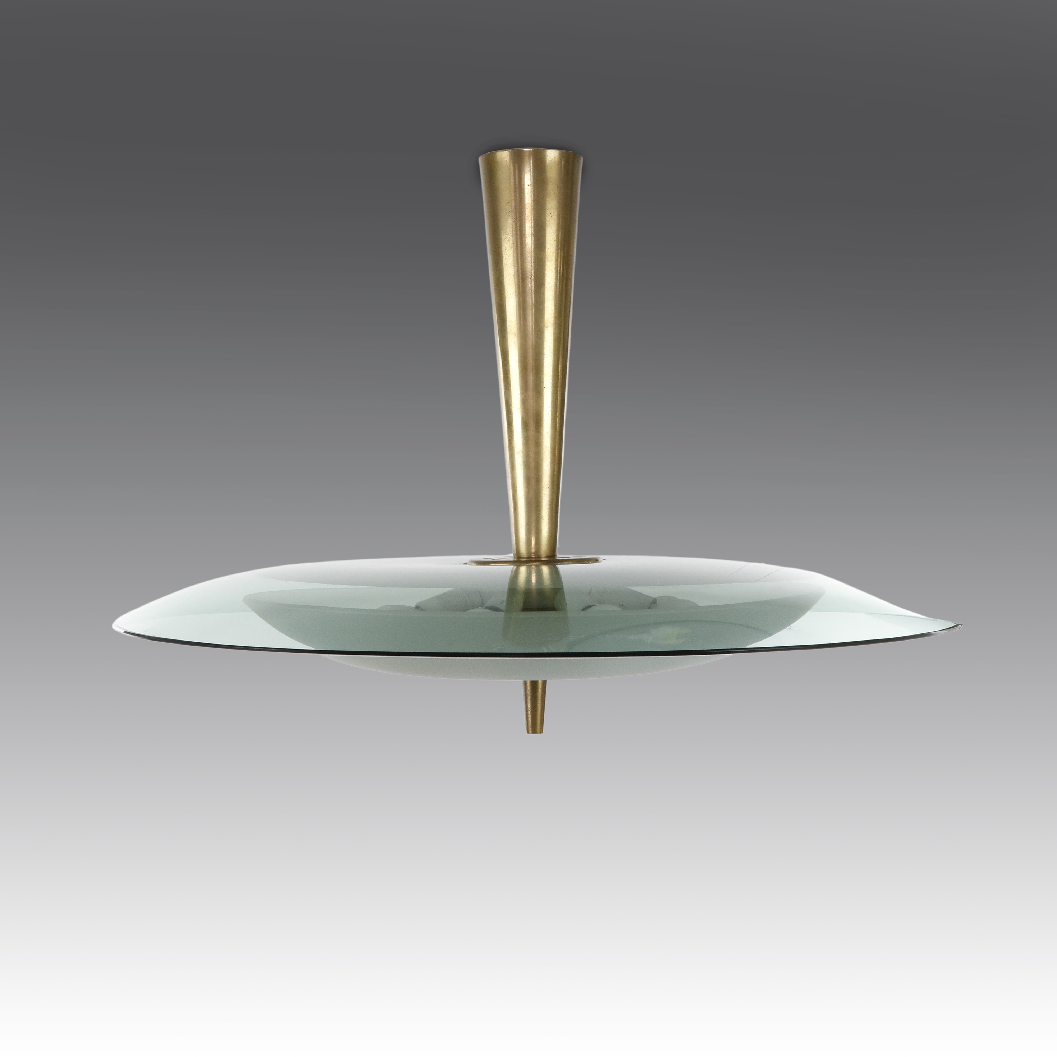 Max Ingrand - Lampada a sospensione modello “1462” (Fontana Arte), cristallo e ottone
