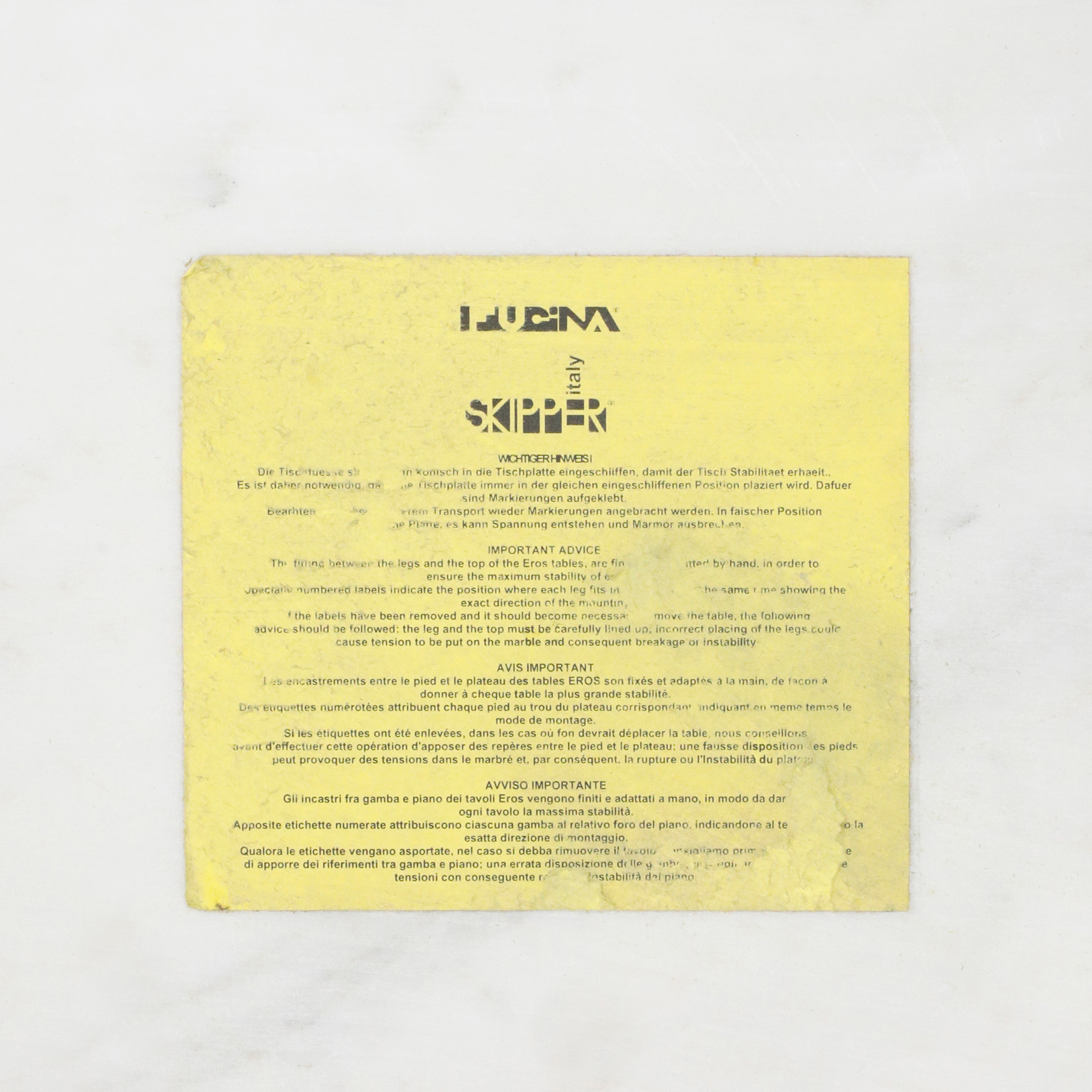Angelo Mangiarotti - Console “Eros”, produzione Skipper (Italia), marmo bianco Carrara