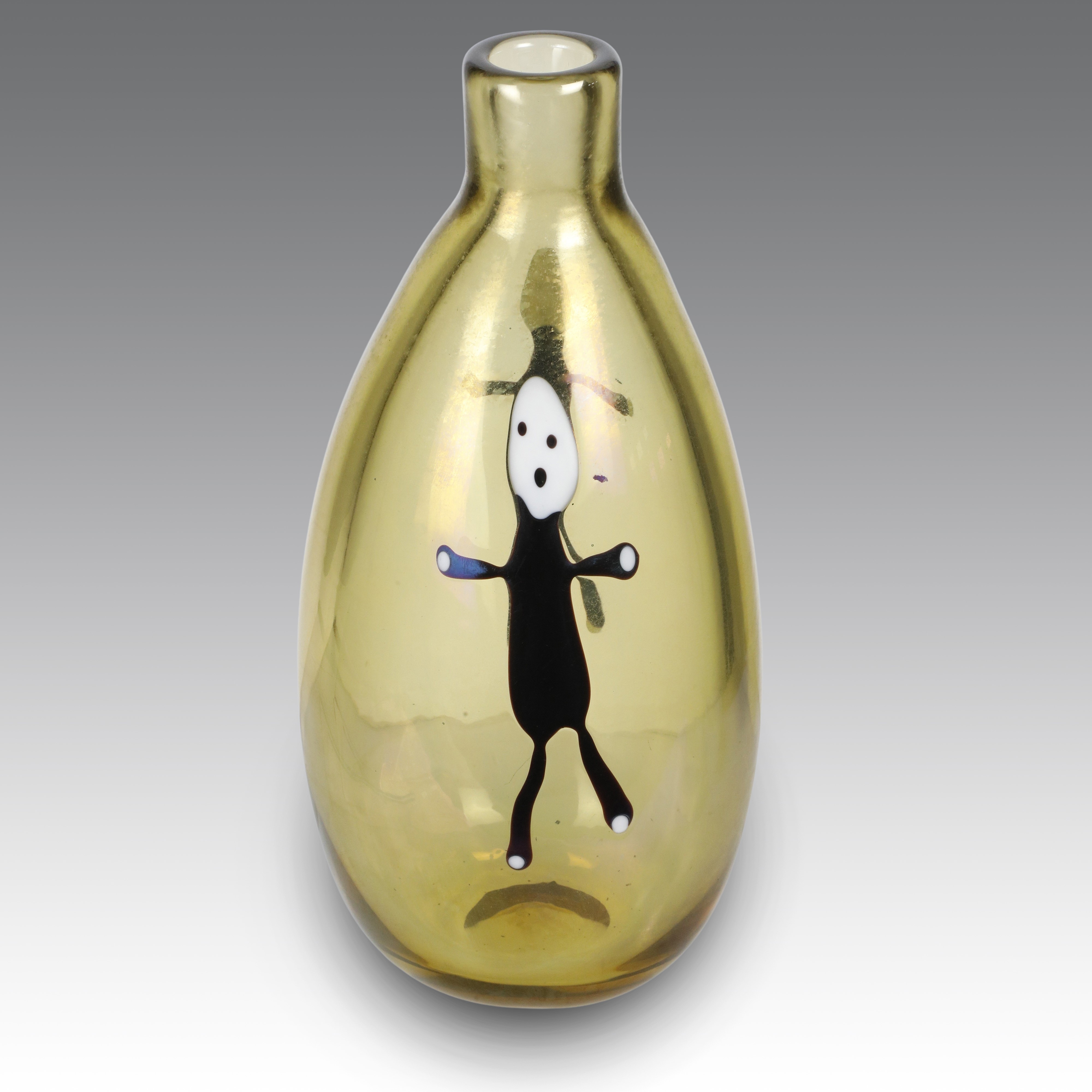 Fulvio Bianconi - Vaso “4430” in vetro pagliesco iridato con figure di “omini”