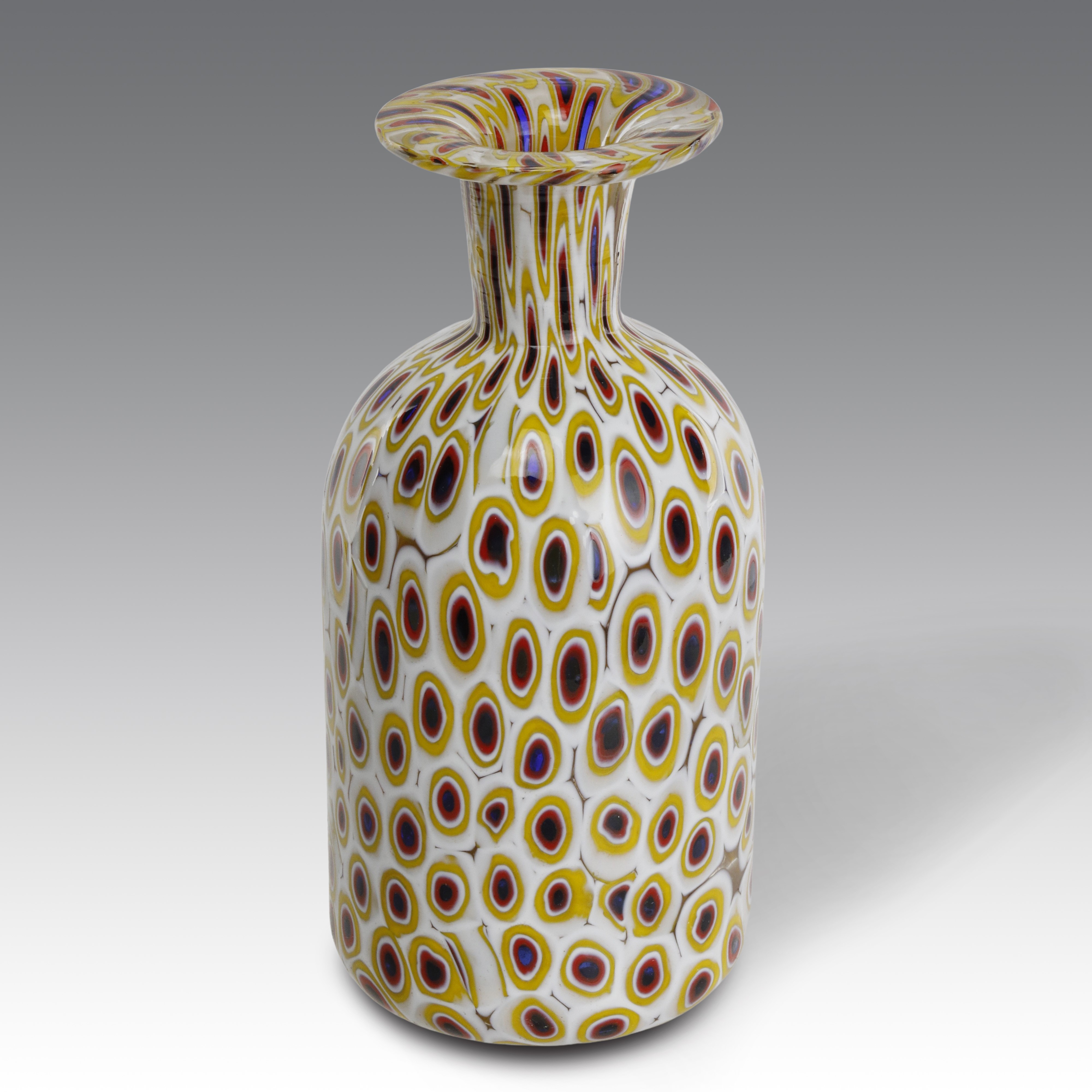 Fratelli Toso - Vaso cilindrico in vetro di Murano a millefiori
