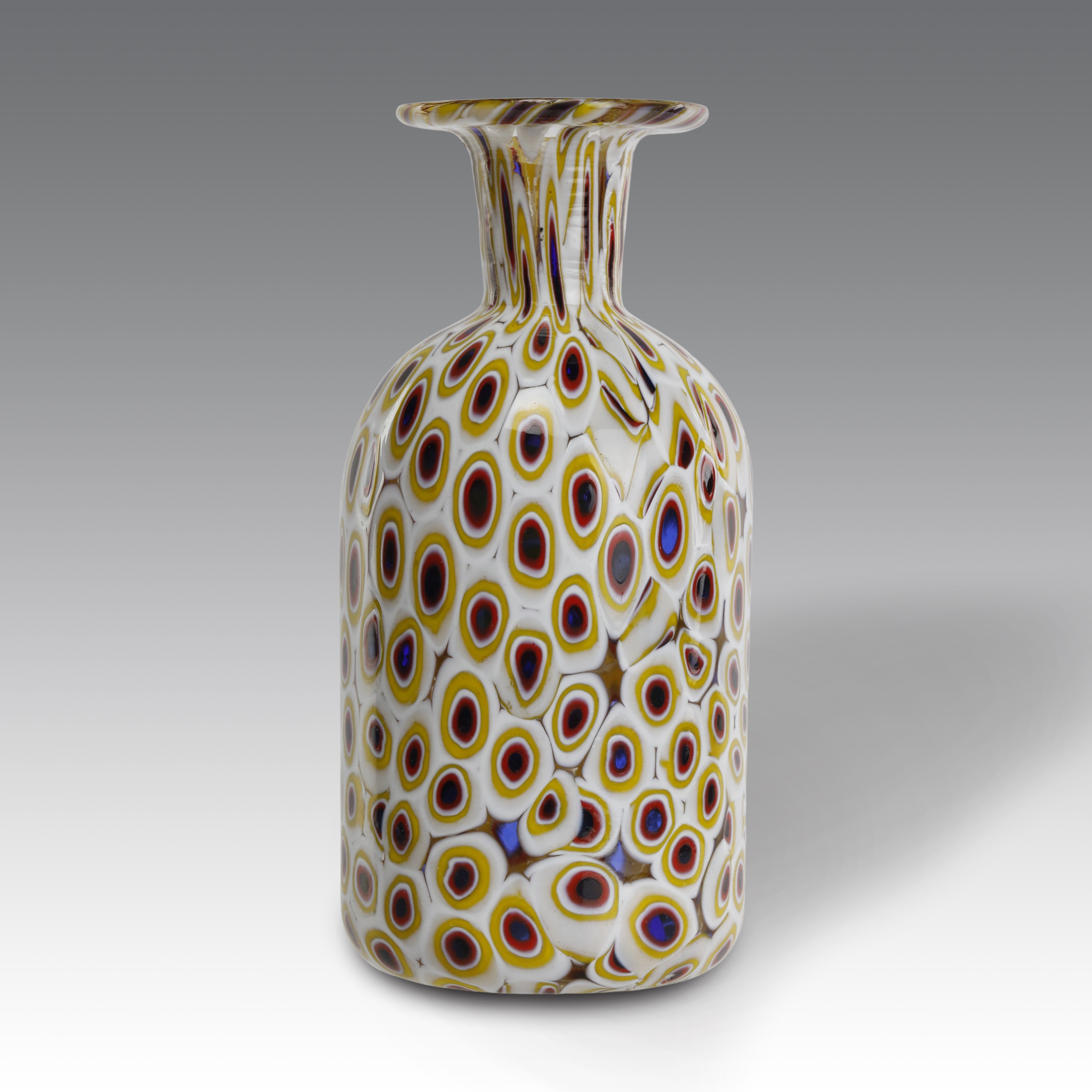 Fratelli Toso - Vaso cilindrico in vetro di Murano a millefiori