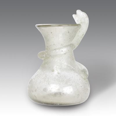 Vaso sferico schiacciato in vetro scavo lattimo con ossidi, Seguso-Murano (1970)
