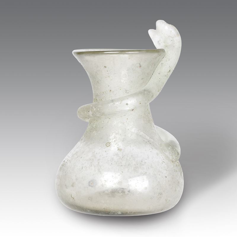 Vittorio Rigattieri - Vaso sferico schiacciato in vetro scavo lattimo con ossidi, Seguso-Murano (...