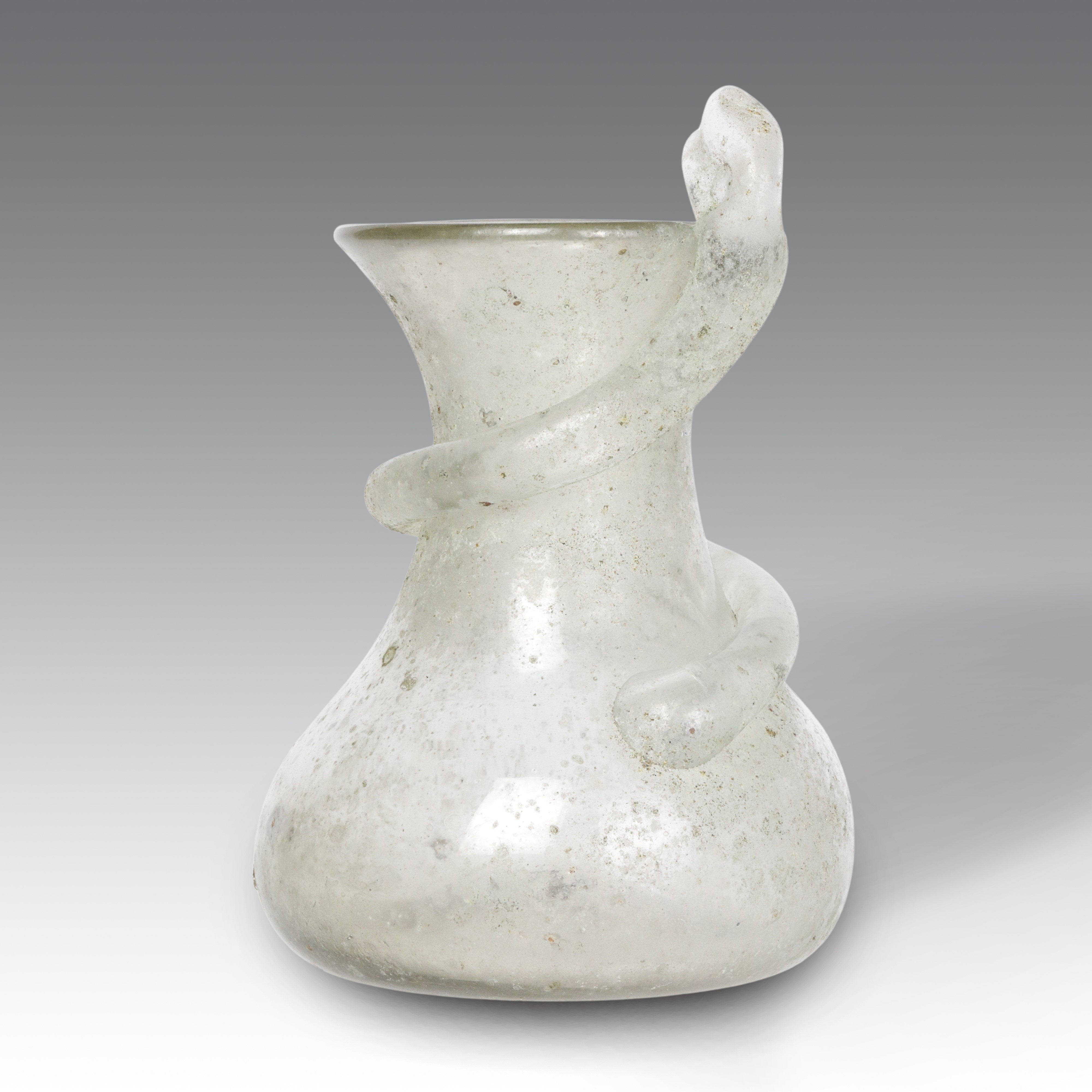 Vittorio Rigattieri - Vaso sferico schiacciato in vetro scavo lattimo con ossidi, Seguso-Murano (...