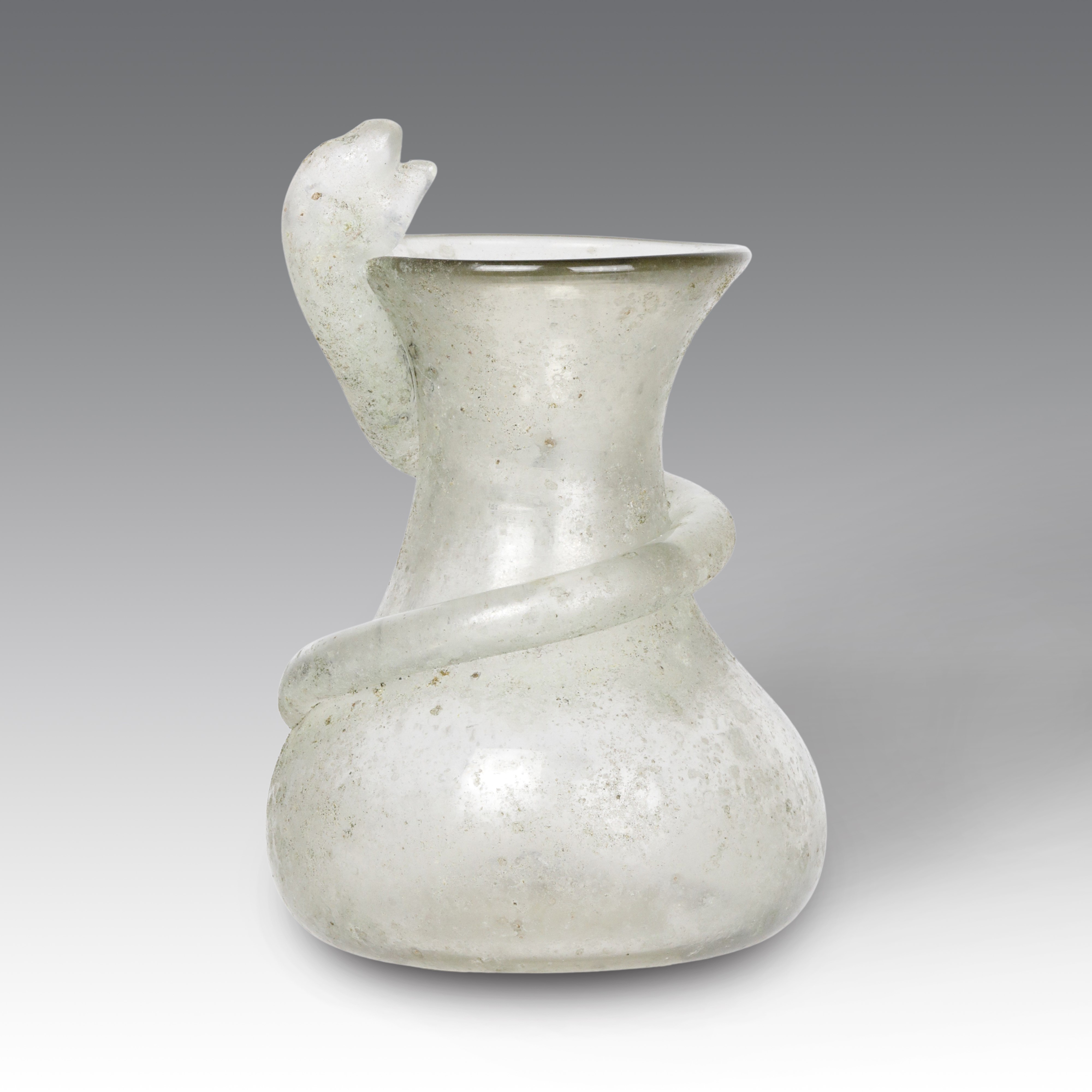 Vittorio Rigattieri - Vaso sferico schiacciato in vetro scavo lattimo con ossidi, Seguso-Murano (...