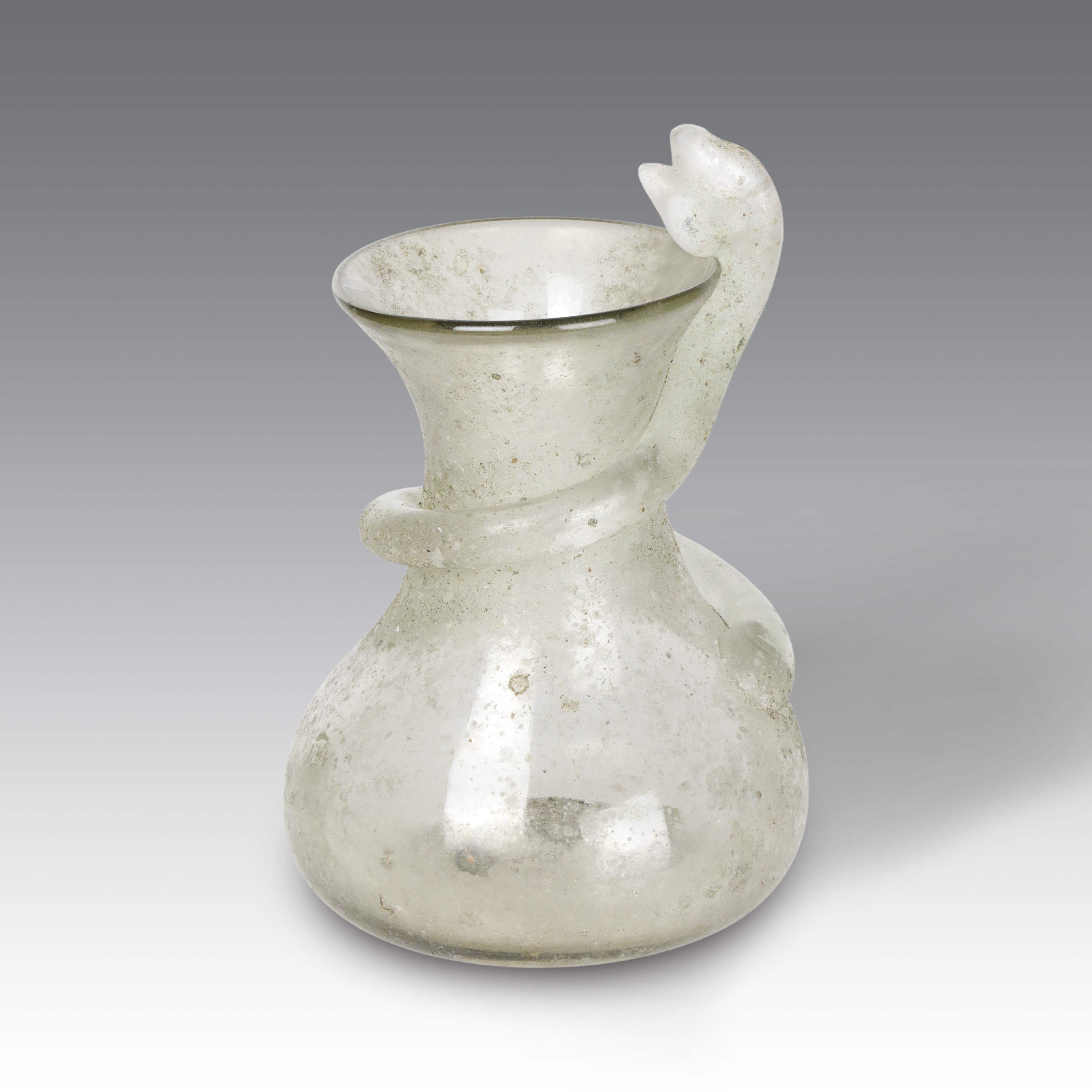 Vittorio Rigattieri - Vaso sferico schiacciato in vetro scavo lattimo con ossidi, Seguso-Murano (...