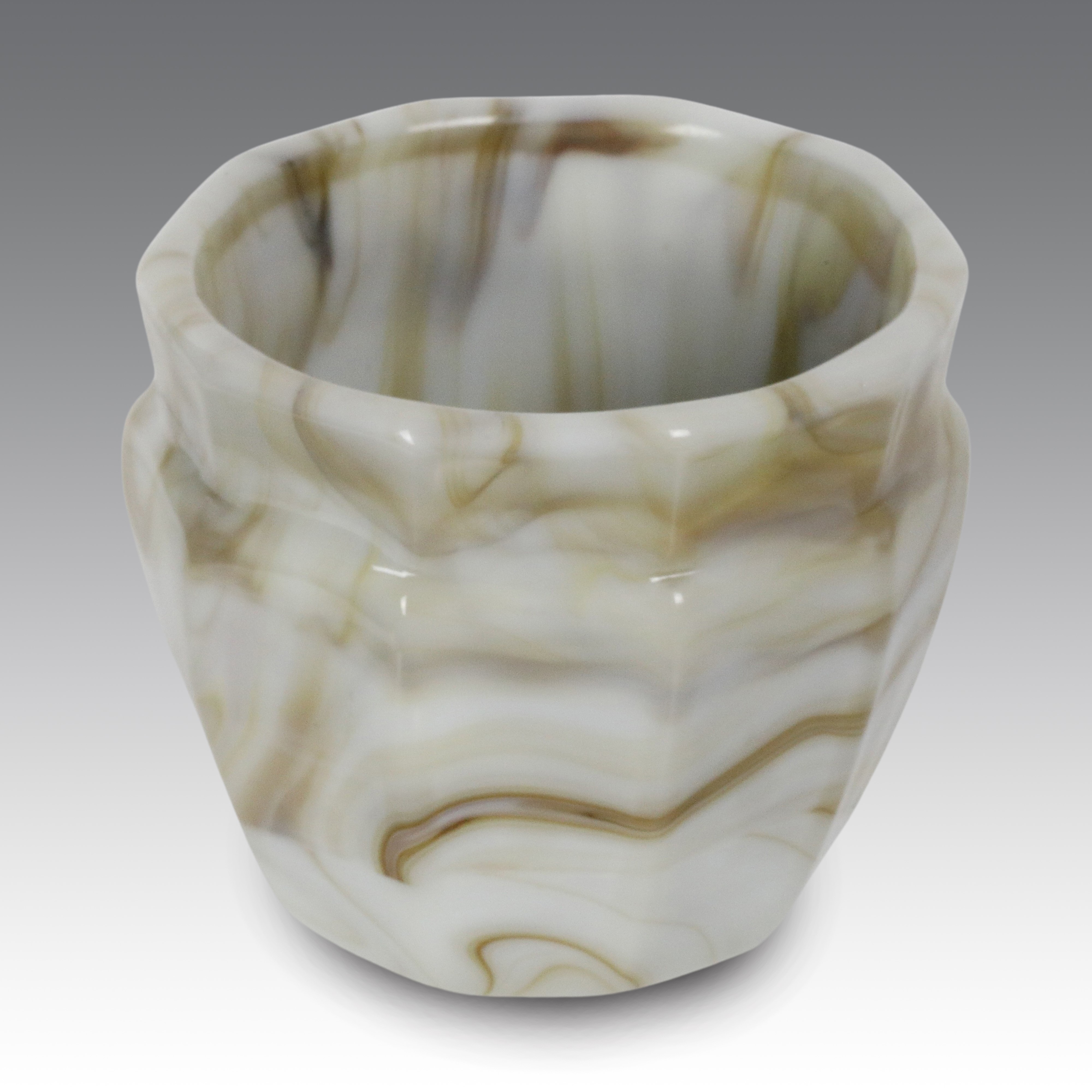 Vasetto in vetro Murano bianco striato, produzione europea, 1940