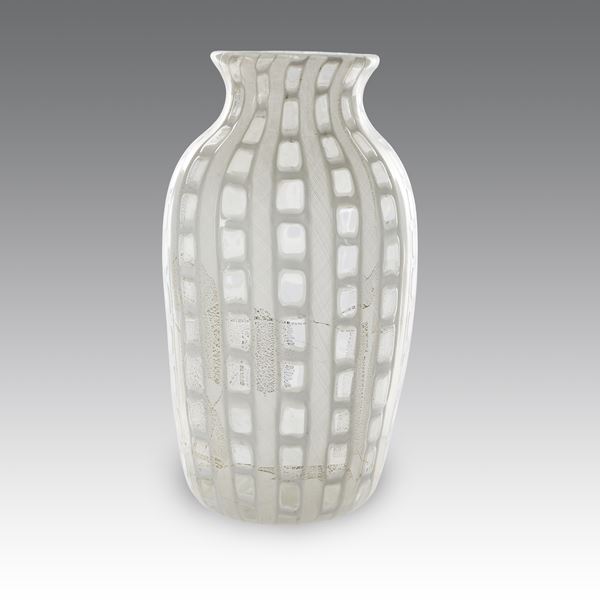 Ercole Barovier - Raro vaso in vetro trasparente decorato, produzione Barovier - Italia