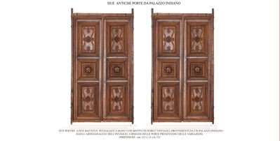Porta a due battenti in legno intagliato, India, XIX secolo