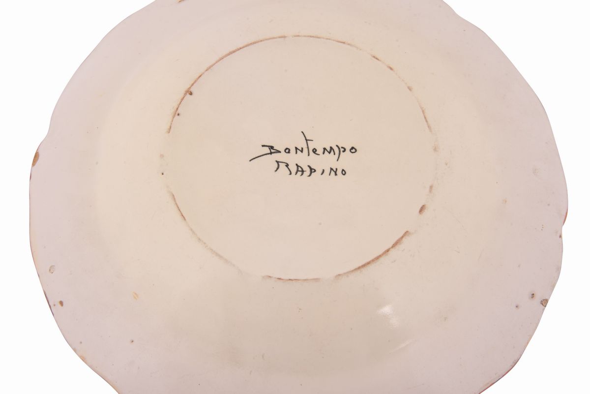 Servizio di Piatti in Maiolica Bontempo Rapino Dipinta con Paesaggi