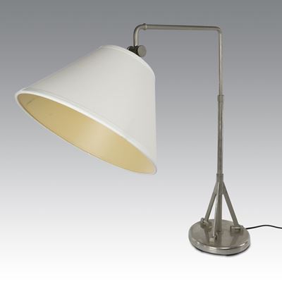 Lampada da tavolo a braccio oscillante, metallo spazzolato, 1960