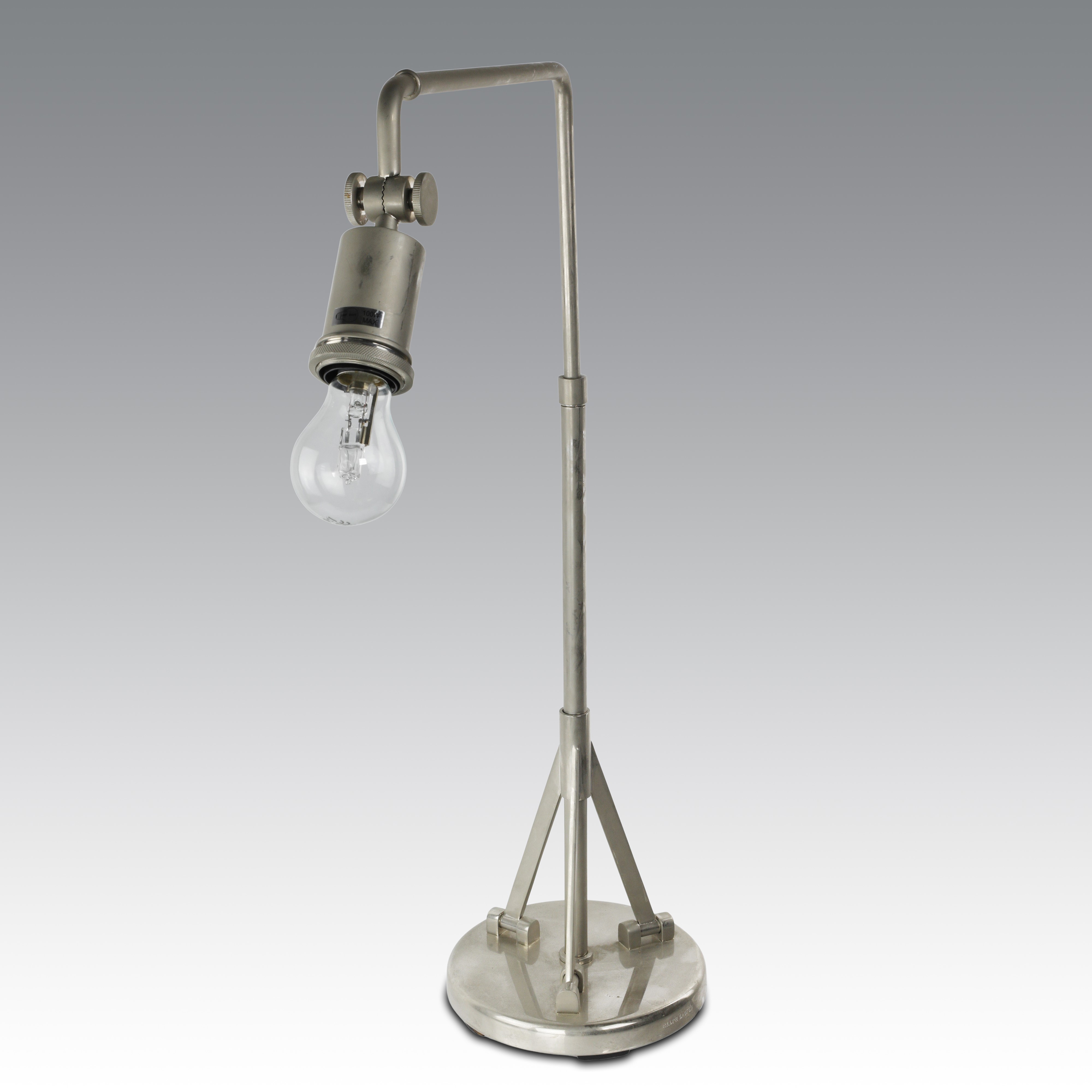Lampada da tavolo a braccio oscillante, metallo spazzolato, 1960