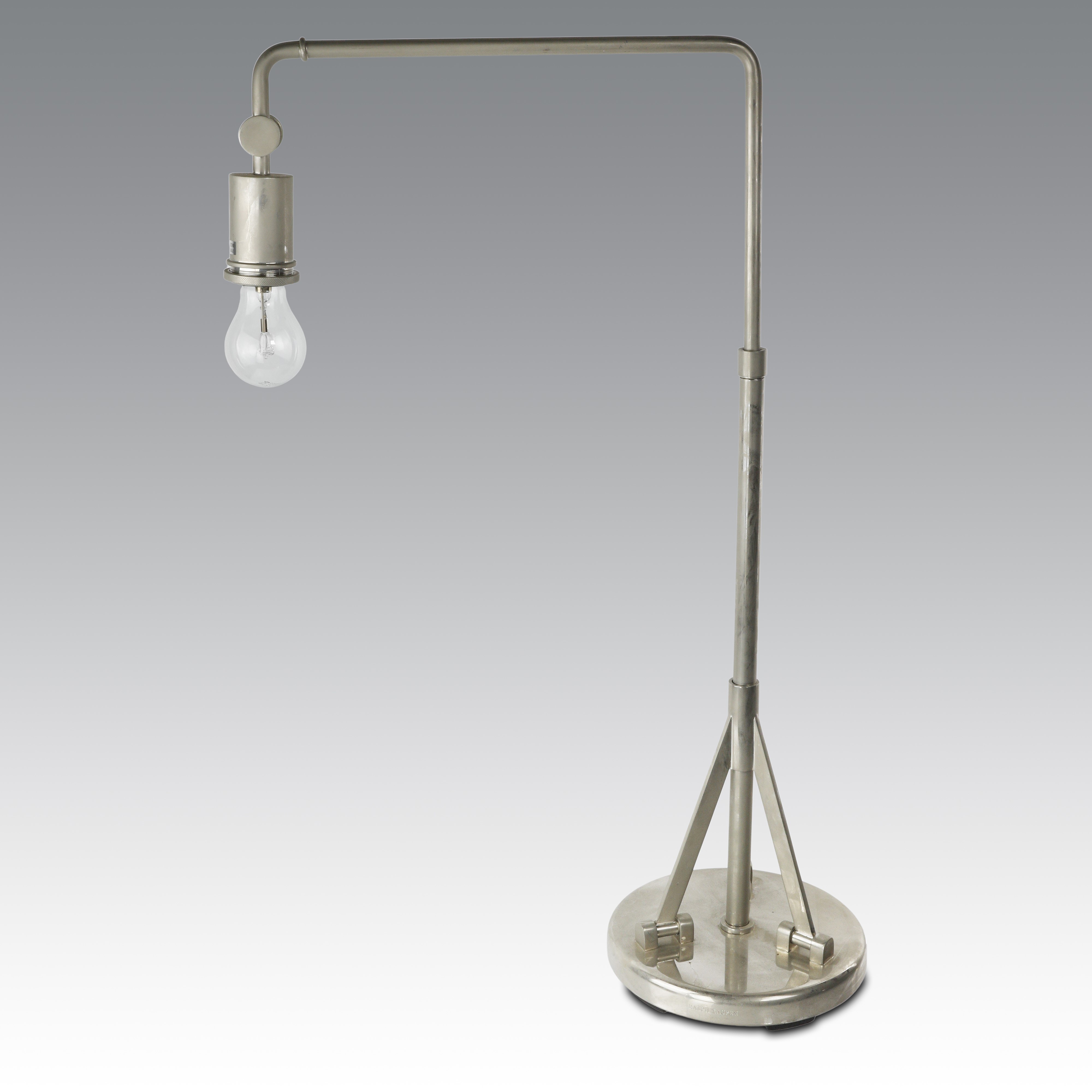 Lampada da tavolo a braccio oscillante, metallo spazzolato, 1960