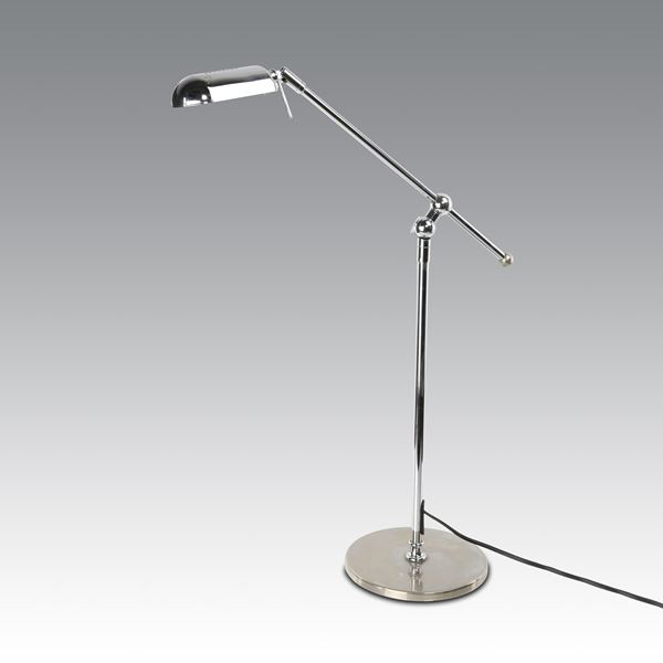 Lampada da terra a braccio orientabile in metallo cromato in stile Mid-Century Modern