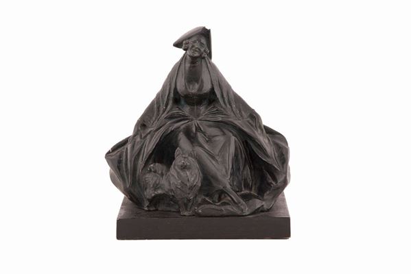 Scultura in terracotta con raffigurante dama